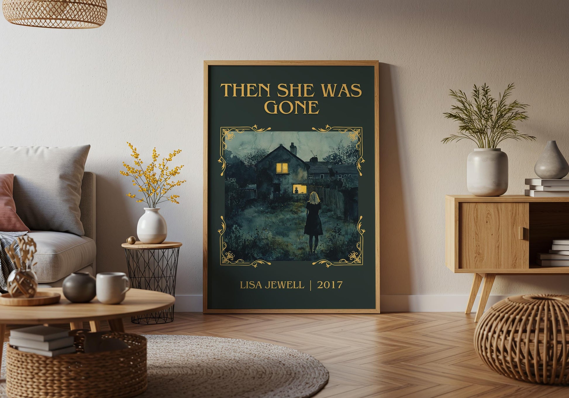 Then She Was Gone by Lisa Jewell High Quality Poster Print. Fast-Free Delivery Wall Art. Author, Title Book/Novel Artwork.Minimalist