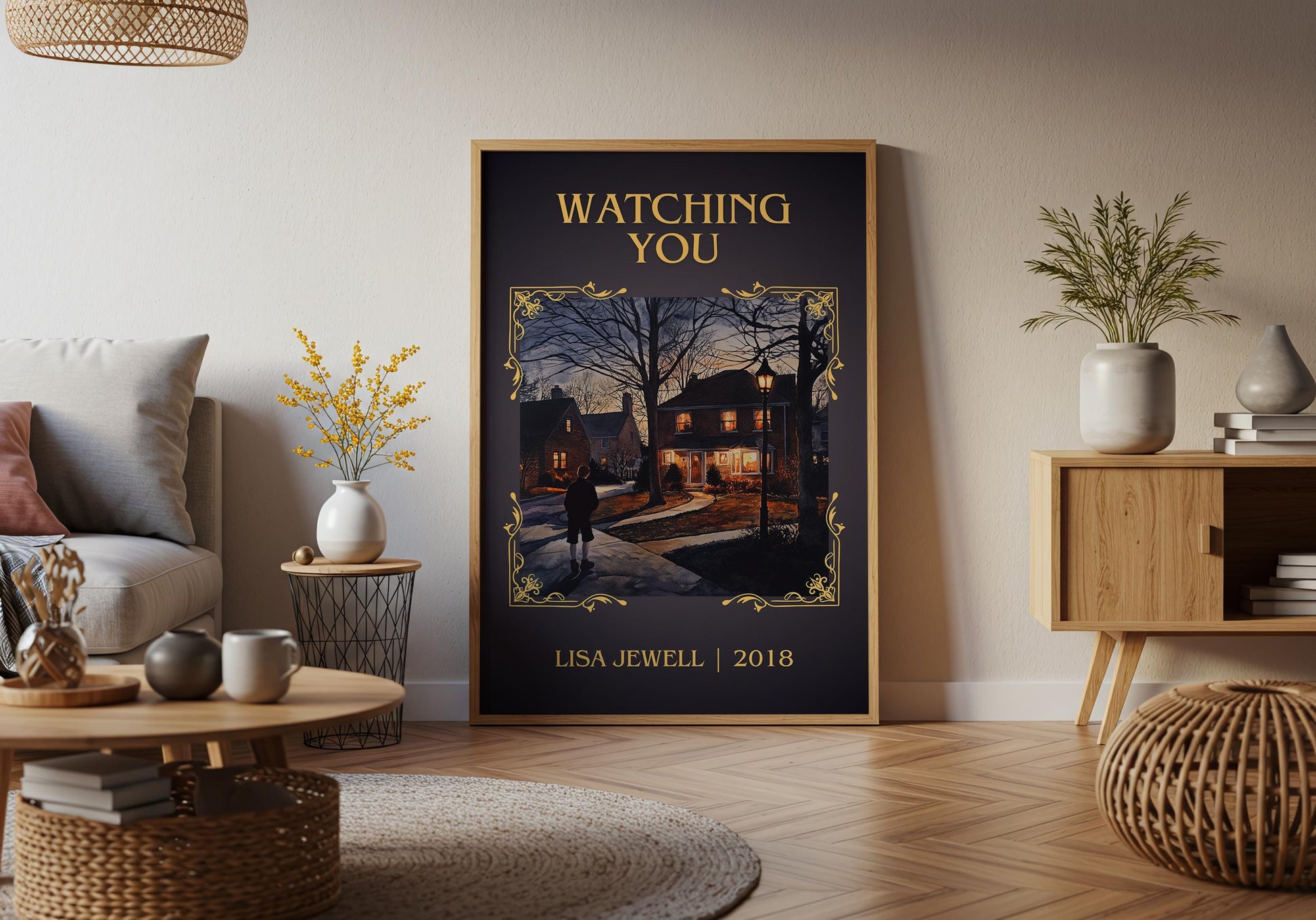 Watching You by Lisa Jewell High Quality Poster Print. Fast-Free Delivery Wall Art. Author, Title Book/Novel Artwork.Minimalist