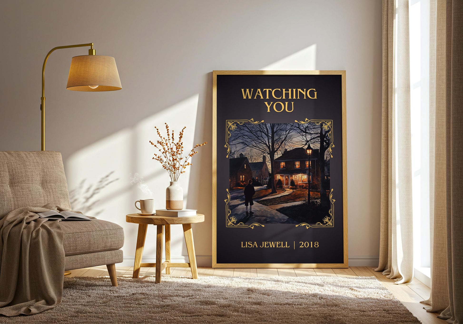 Watching You by Lisa Jewell High Quality Poster Print. Fast-Free Delivery Wall Art. Author, Title Book/Novel Artwork.Minimalist