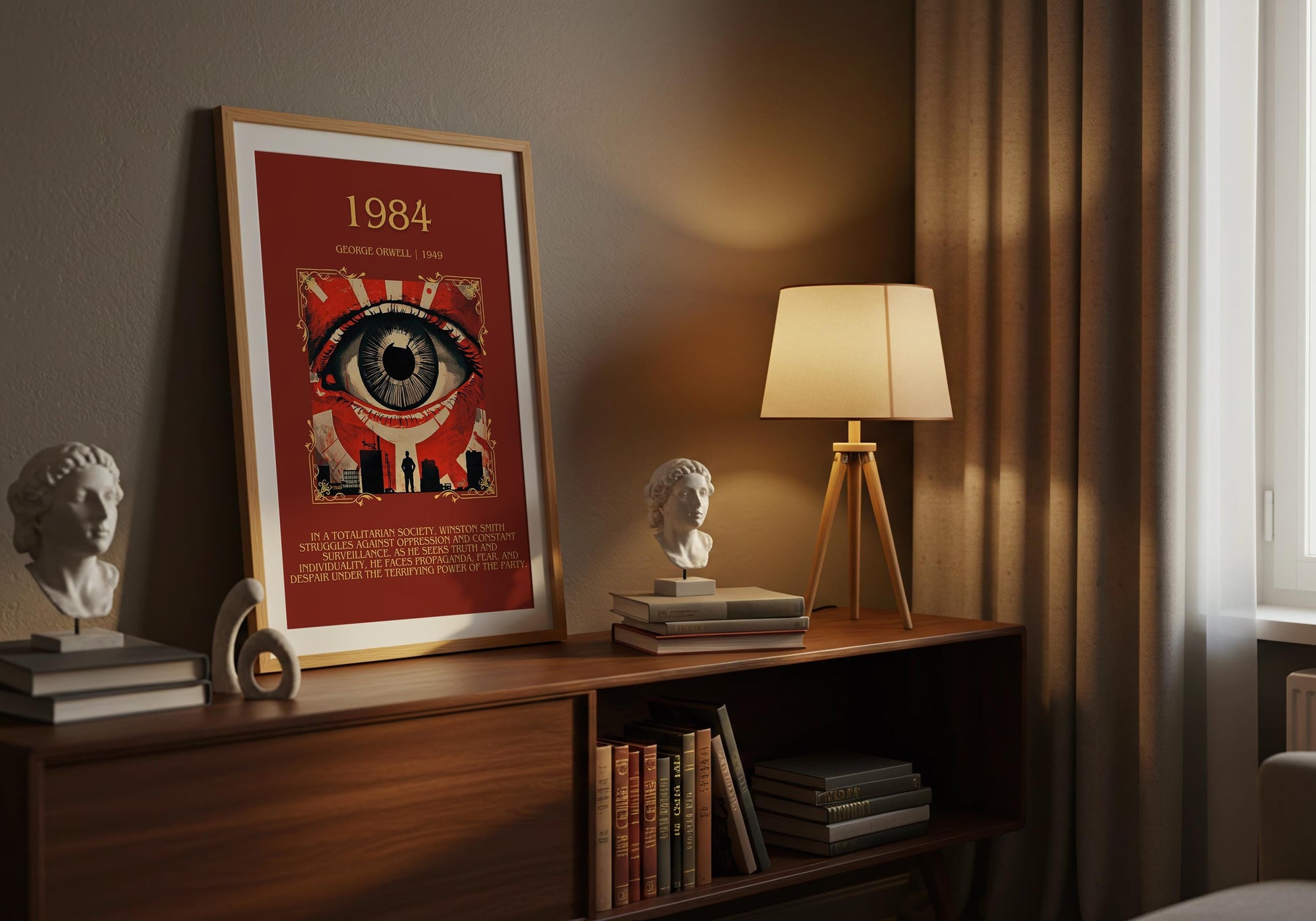 1984 by George Orwell Descriptive, High Quality Poster Print. Fast, Free Delivery Wall Art. Author and Blurb Book/Novel Artwork. Free Custom