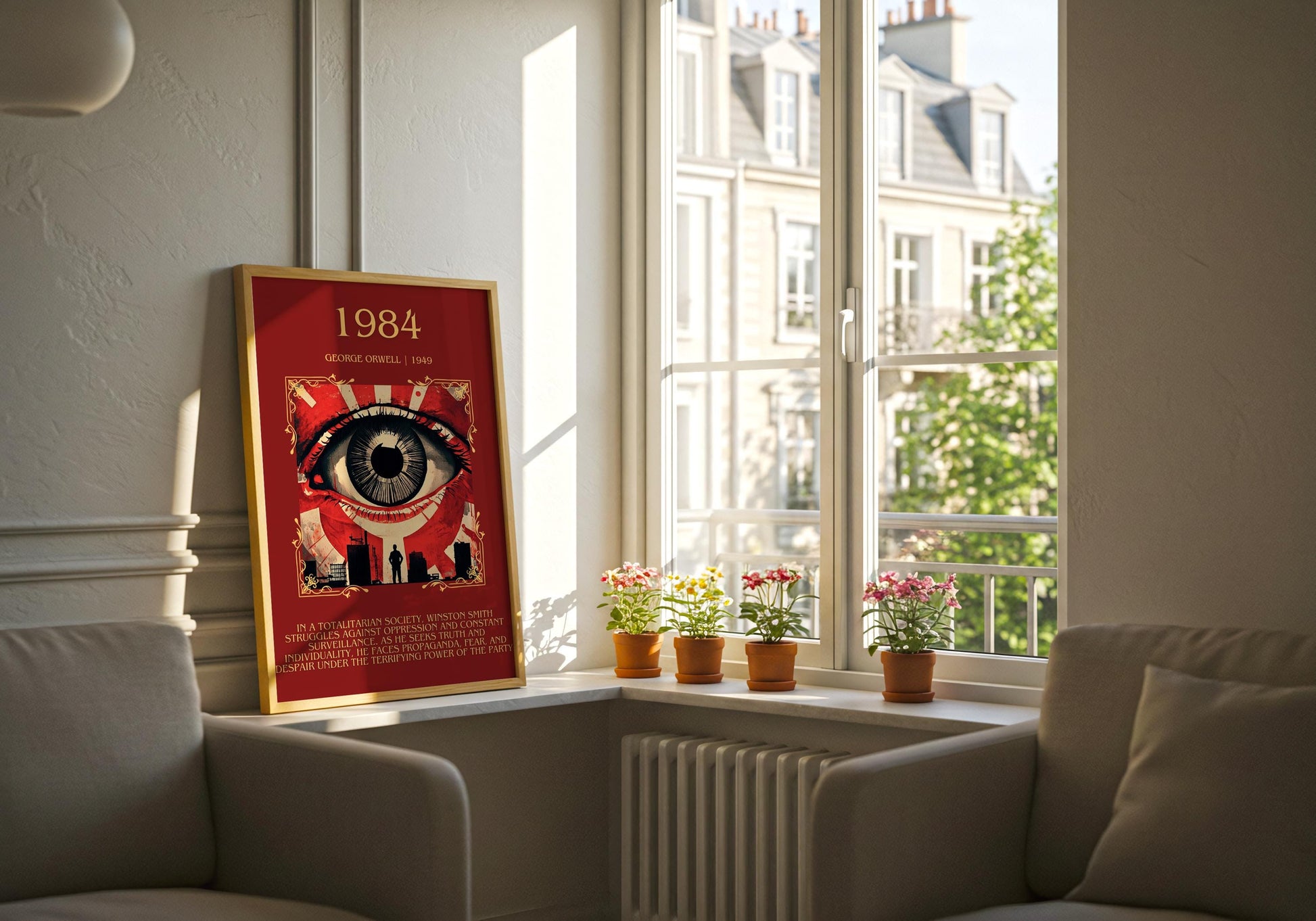 1984 by George Orwell Descriptive, High Quality Poster Print. Fast, Free Delivery Wall Art. Author and Blurb Book/Novel Artwork. Free Custom