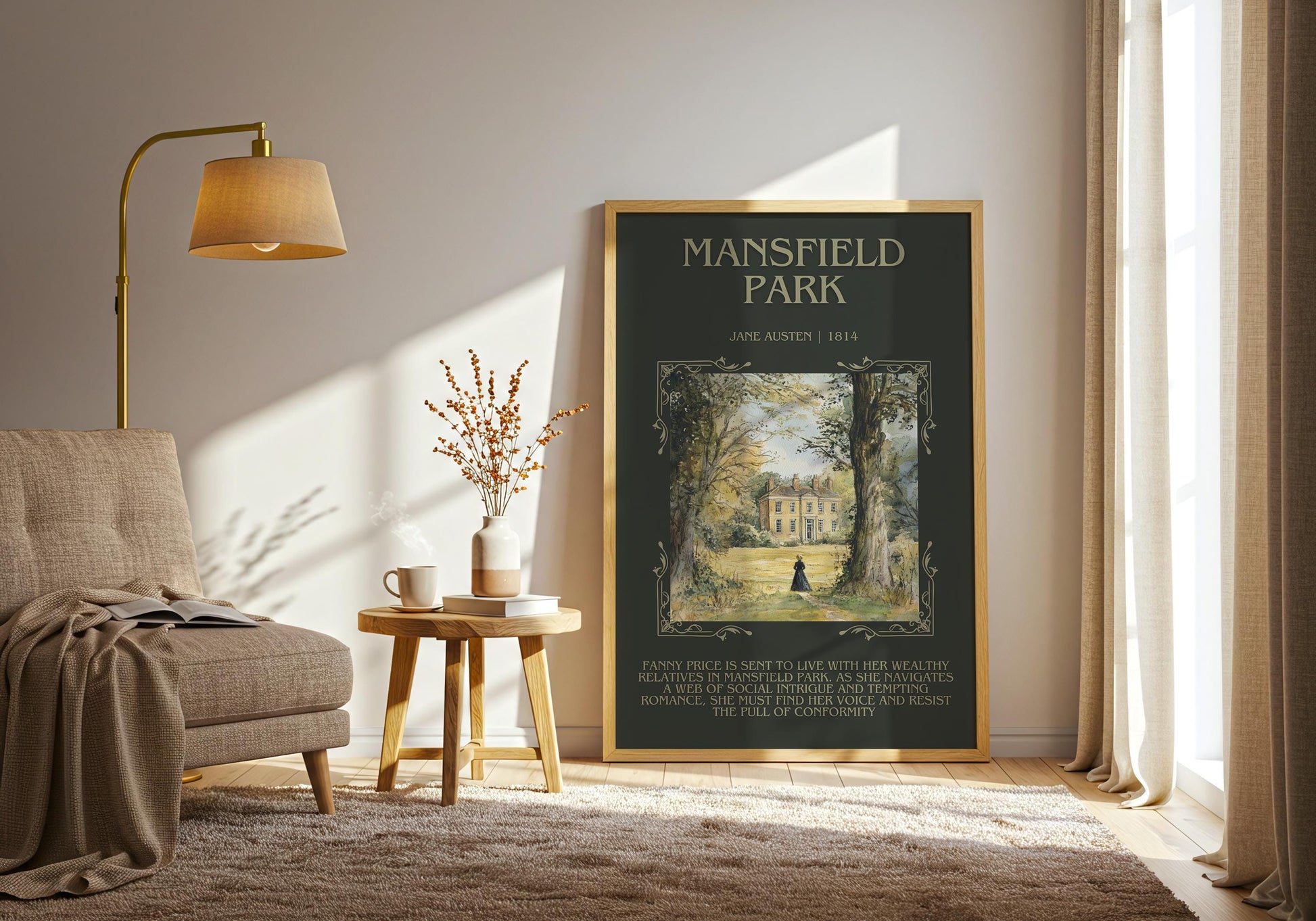 Mansfield Park by Jane Austen Descriptive, High Quality Poster Print. Fast, Free Delivery Wall Art. Author and Blurb Book/Novel Artwork