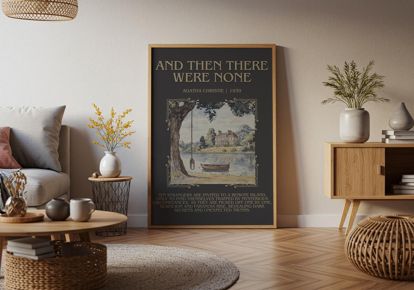 And Then There Were None by Agatha Christie Descriptive, High Quality Poster Print. Free Delivery Wall Art. Author and Blurb Book Artwork