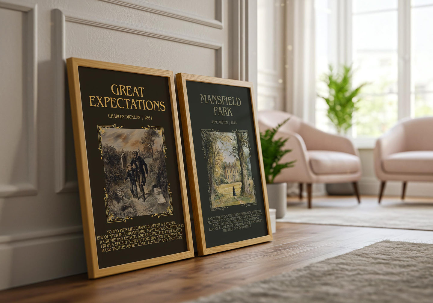 Great Expectations by Charles Dickens Descriptive, High Quality Poster Print. Free Delivery Wall Art. Author and Blurb Book/Novel Artwork