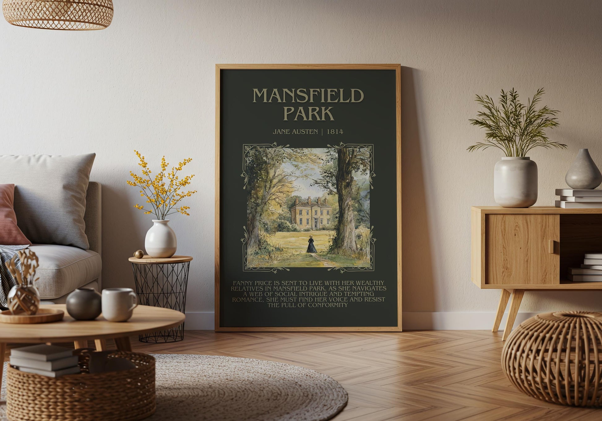 Mansfield Park by Jane Austen Descriptive, High Quality Poster Print. Fast, Free Delivery Wall Art. Author and Blurb Book/Novel Artwork
