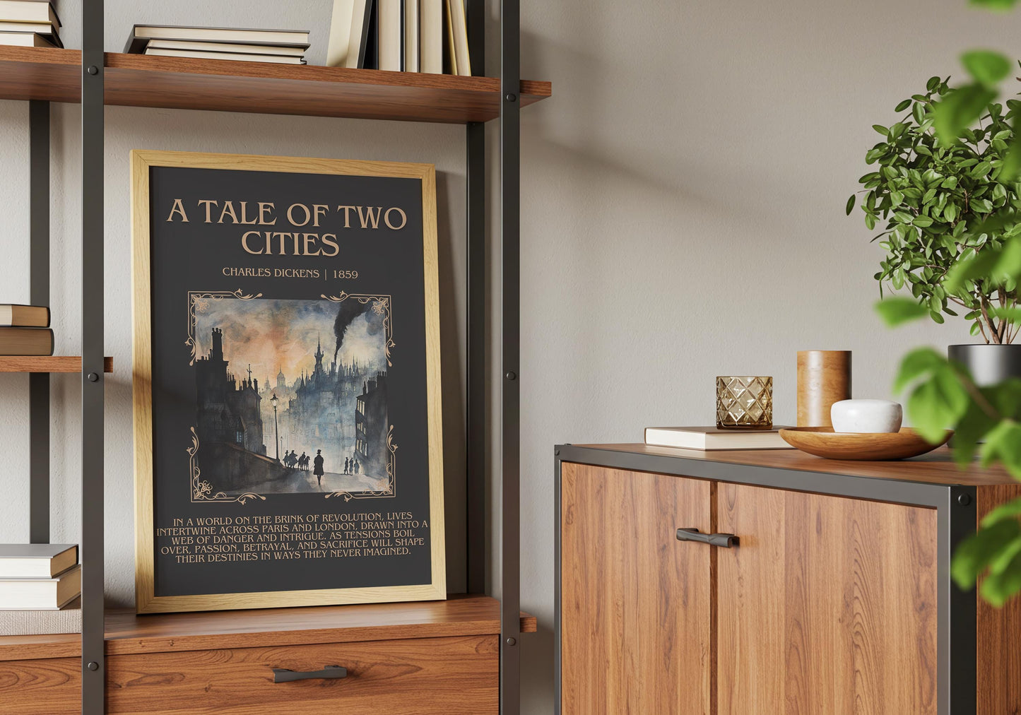 A Tale of Two Cities by Charles Dickens Descriptive, High Quality Poster Print. Fast, Free Delivery Wall Art. Author and Blurb Book Artwork