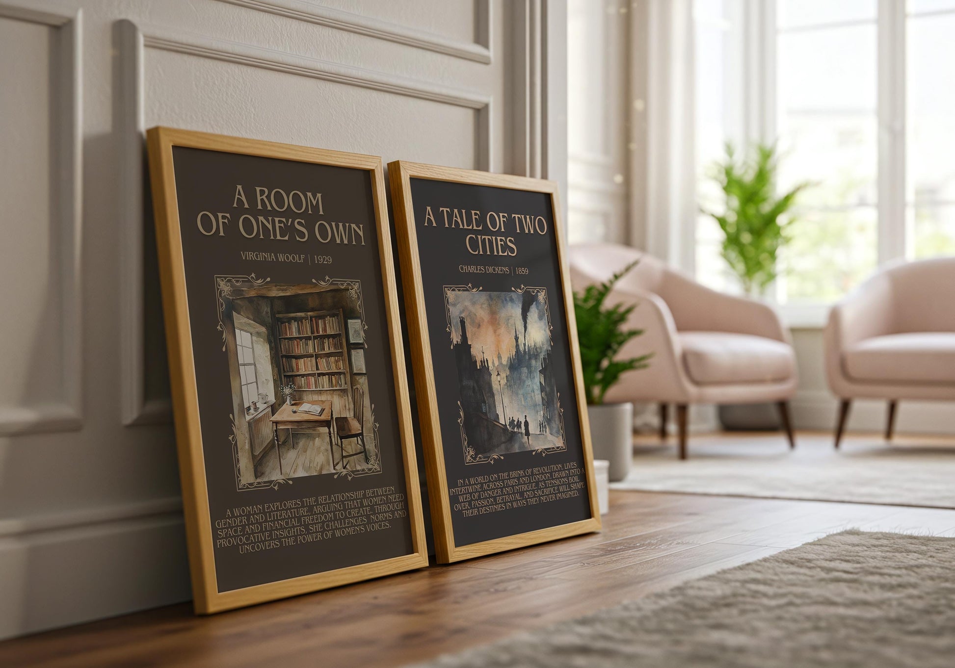 A Room Of One's Own by Virginia Woolf Descriptive, High Quality Poster Print. Free Delivery Wall Art. Author and Blurb Book/Novel Artwork