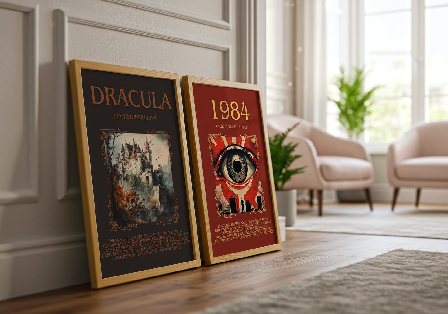 1984 by George Orwell Descriptive, High Quality Poster Print. Fast, Free Delivery Wall Art. Author and Blurb Book/Novel Artwork. Free Custom