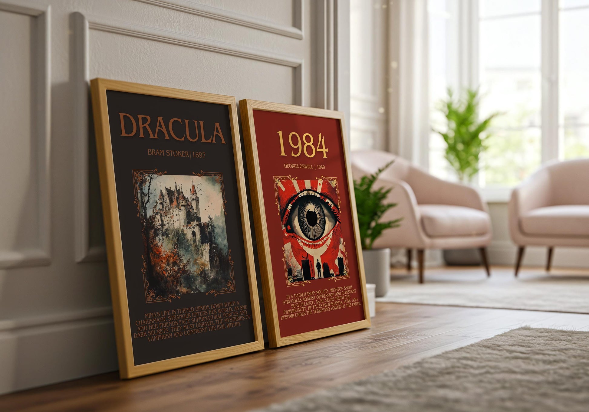 1984 by George Orwell Descriptive, High Quality Poster Print. Fast, Free Delivery Wall Art. Author and Blurb Book/Novel Artwork. Free Custom