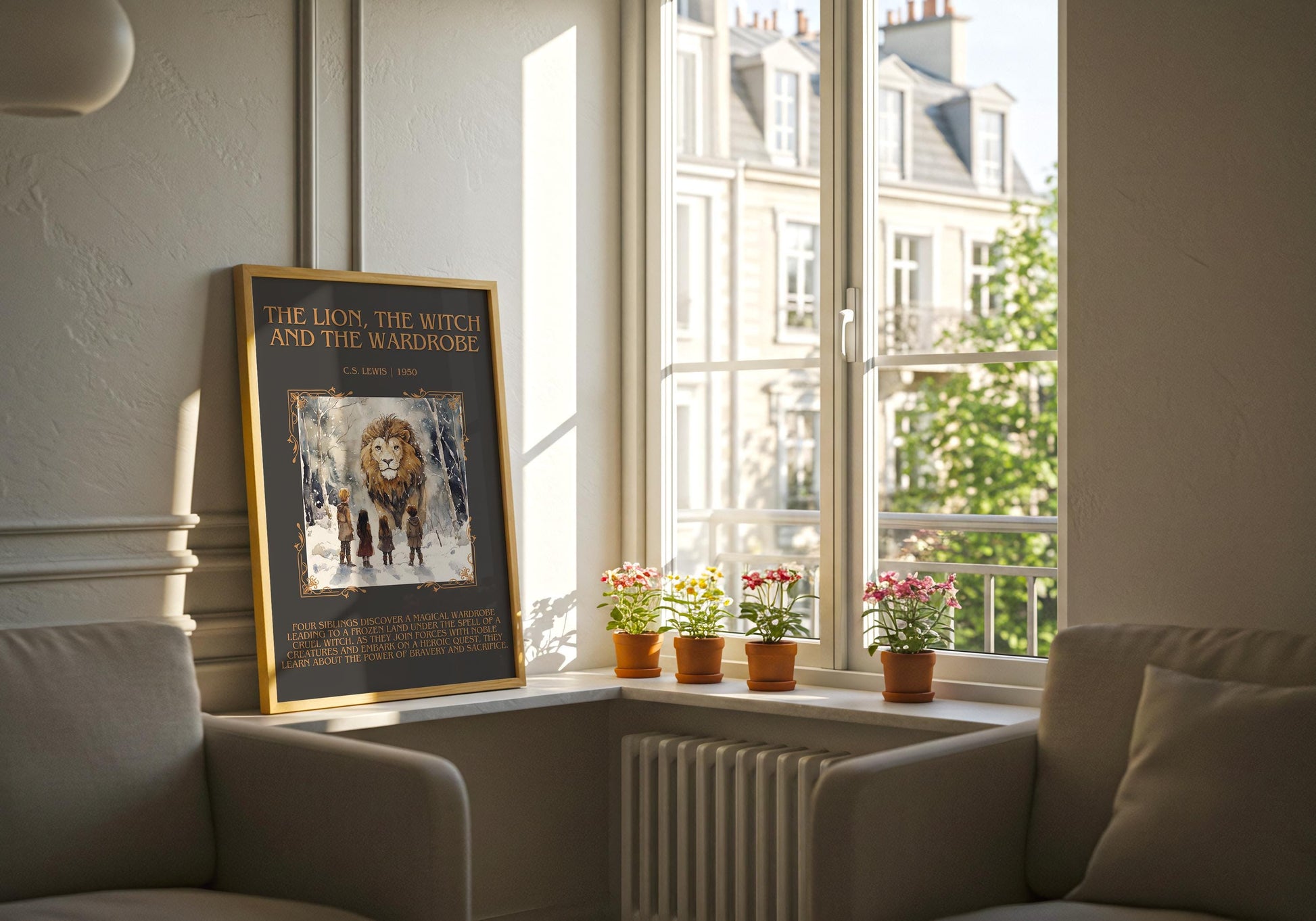 The Lion, The Witch and The Wardrobe by C.S.Lewis Descriptive, High Quality Poster Print. Custom Wall Art. Author and Blurb Book Artwork