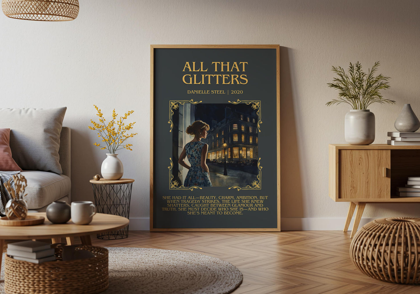 All That Glitters by Danielle Steel Descriptive, High Quality Poster Print.Free Delivery Wall Art.Author&Blurb Book Artwork. Novel Summary