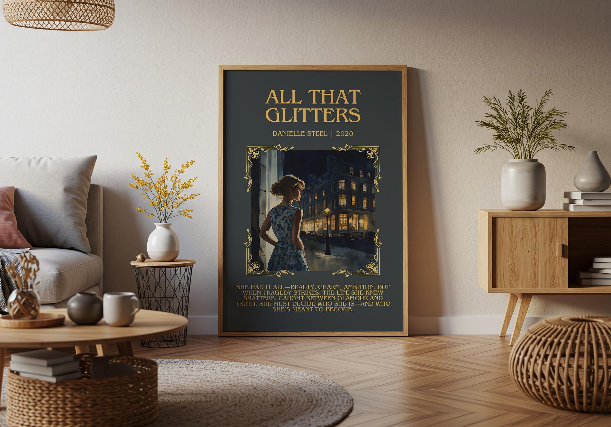 All That Glitters by Danielle Steel Descriptive, High Quality Poster Print.Free Delivery Wall Art.Author&Blurb Book Artwork. Novel Summary