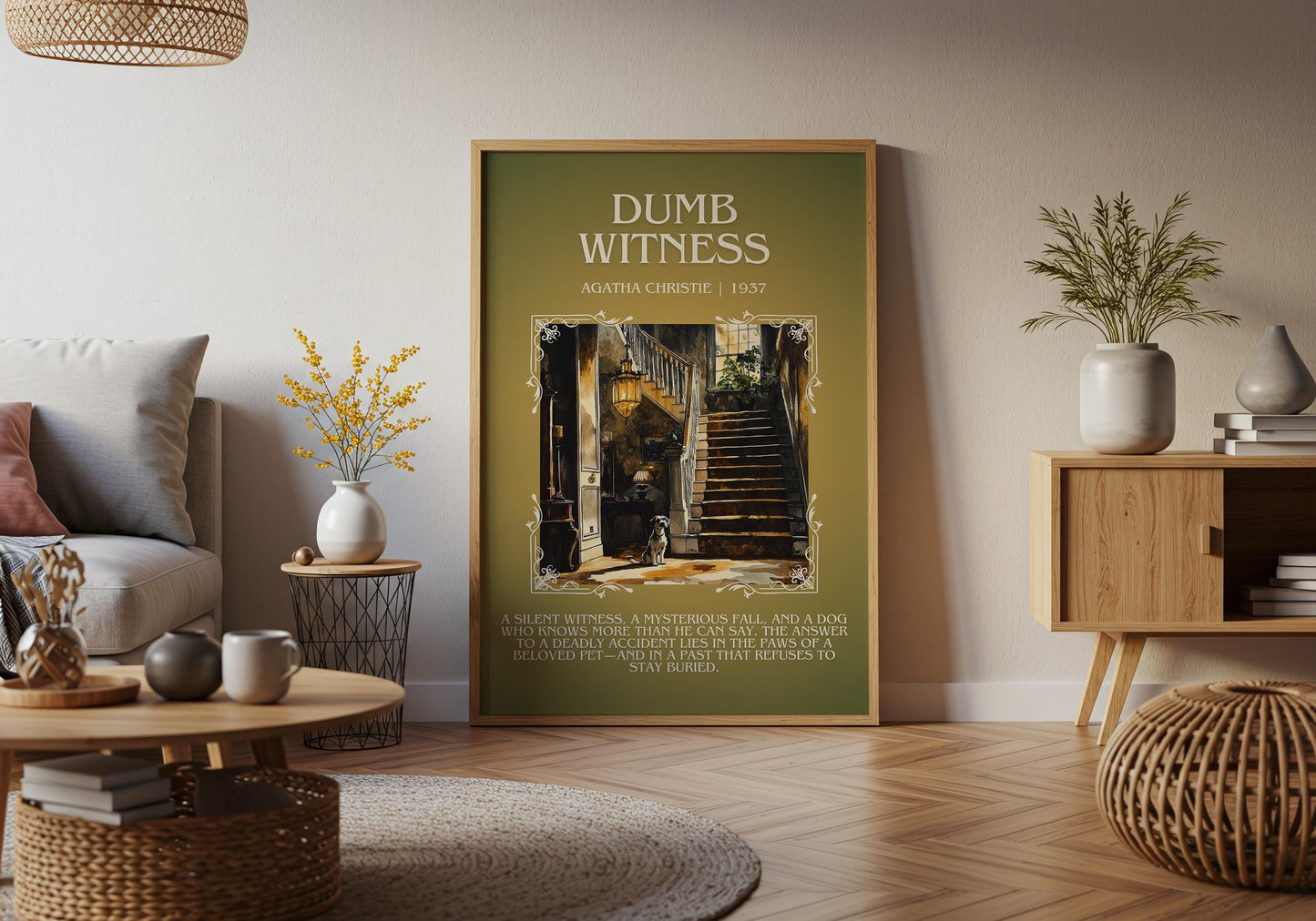Dumb Witness by Agatha Christie Descriptive, High Quality Poster Print.Free Delivery Wall Art.Author&Blurb Book Artwork. Novel Summary Gift