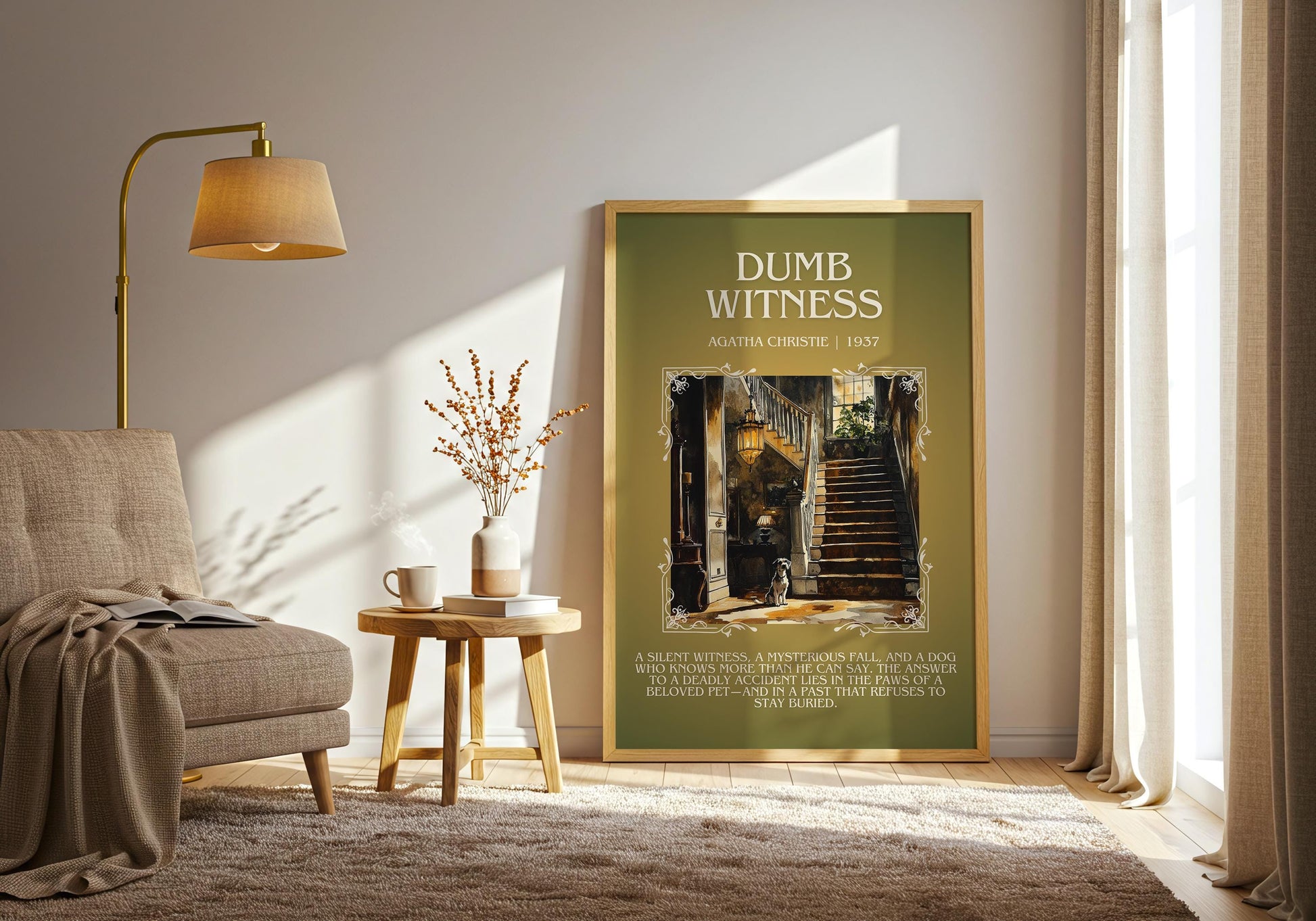 Dumb Witness by Agatha Christie Descriptive, High Quality Poster Print.Free Delivery Wall Art.Author&Blurb Book Artwork. Novel Summary Gift