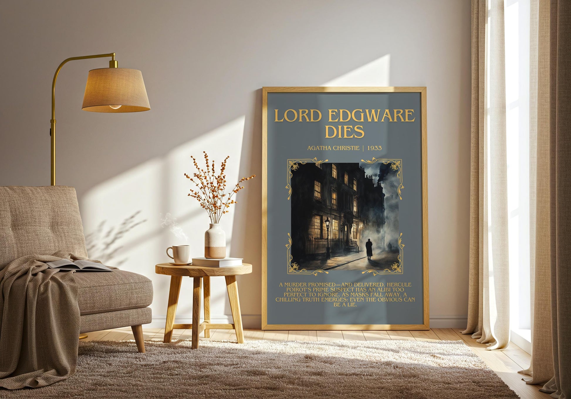 Lord Edgware Dies by Agatha Christie Descriptive, High Quality Poster Print.Free Delivery Wall Art.Author&Blurb Book Artwork. Novel Summary