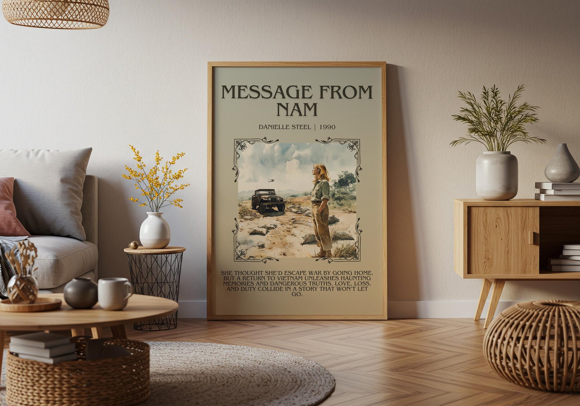 Message From Nam by Danielle Steel Descriptive, High Quality Poster Print.Free Delivery Wall Art.Author&Blurb Book Artwork. Novel Summary