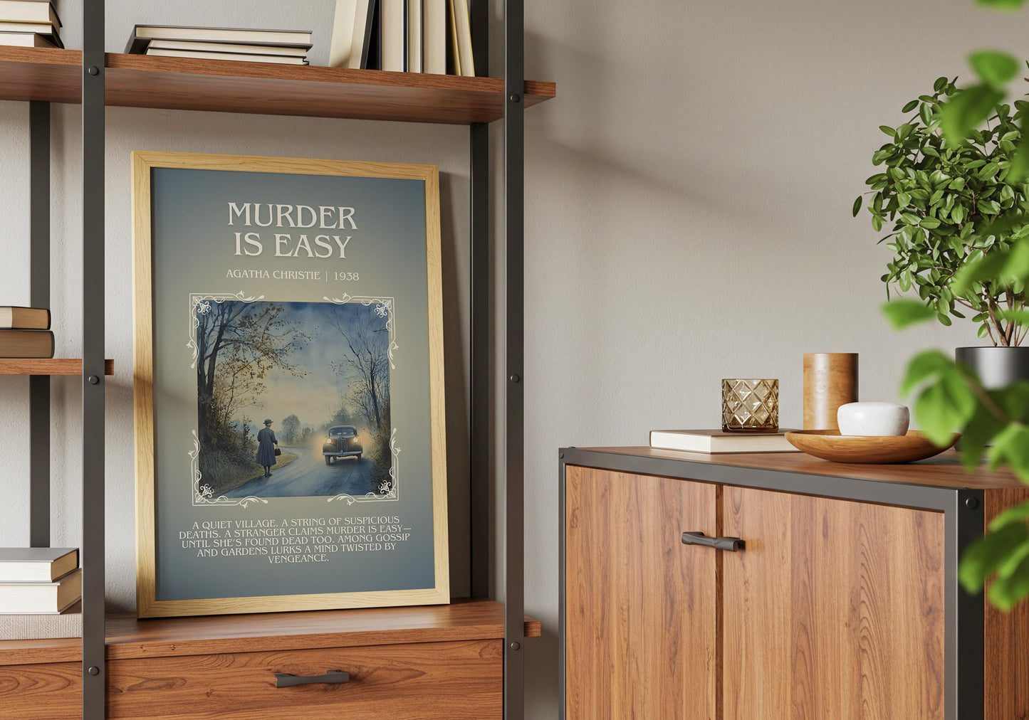Murder Is Easy by Agatha Christie Descriptive, High Quality Poster Print.Free Delivery Wall Art.Author&Blurb Book Artwork. Novel Summary