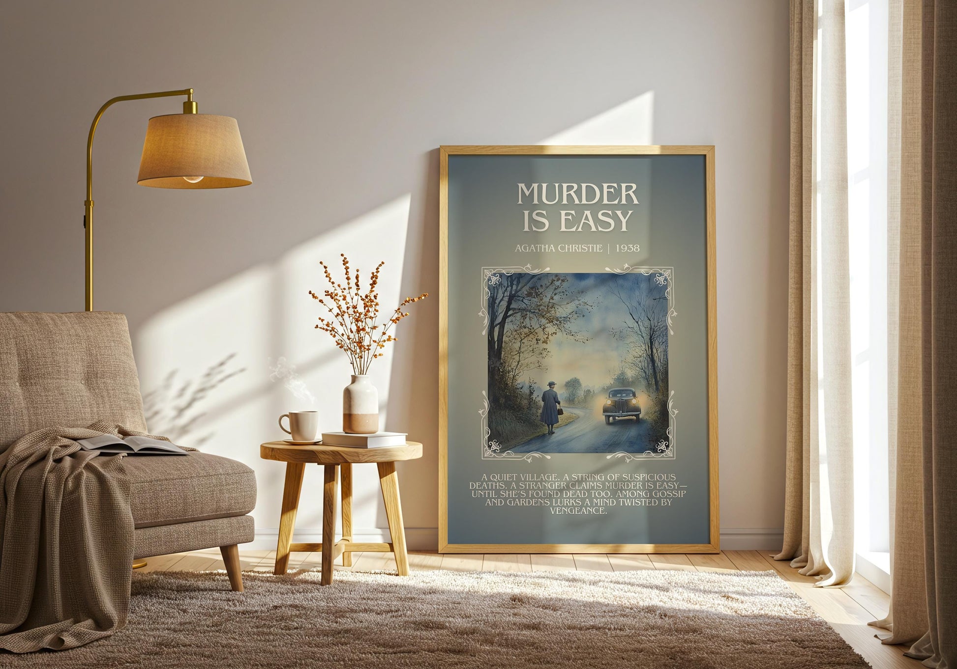 Murder Is Easy by Agatha Christie Descriptive, High Quality Poster Print.Free Delivery Wall Art.Author&Blurb Book Artwork. Novel Summary