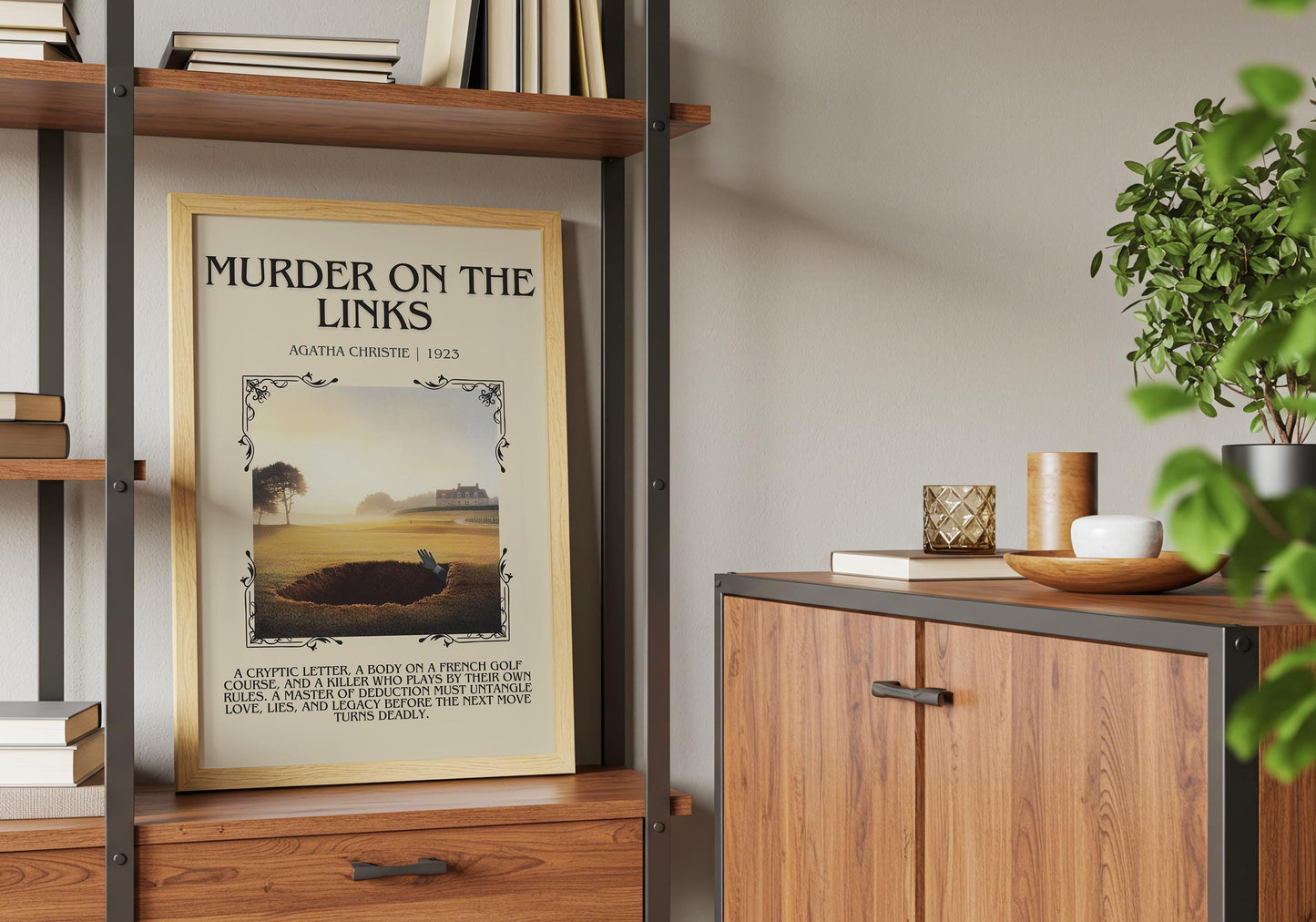 Murder On The Links by Agatha Christie Descriptive, High Quality Poster Print.Free Delivery Wall Art.Author&Blurb Book Artwork. Novel Gift