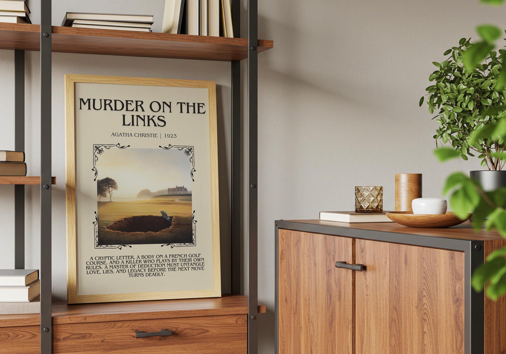 Murder On The Links by Agatha Christie Descriptive, High Quality Poster Print.Free Delivery Wall Art.Author&Blurb Book Artwork. Novel Gift