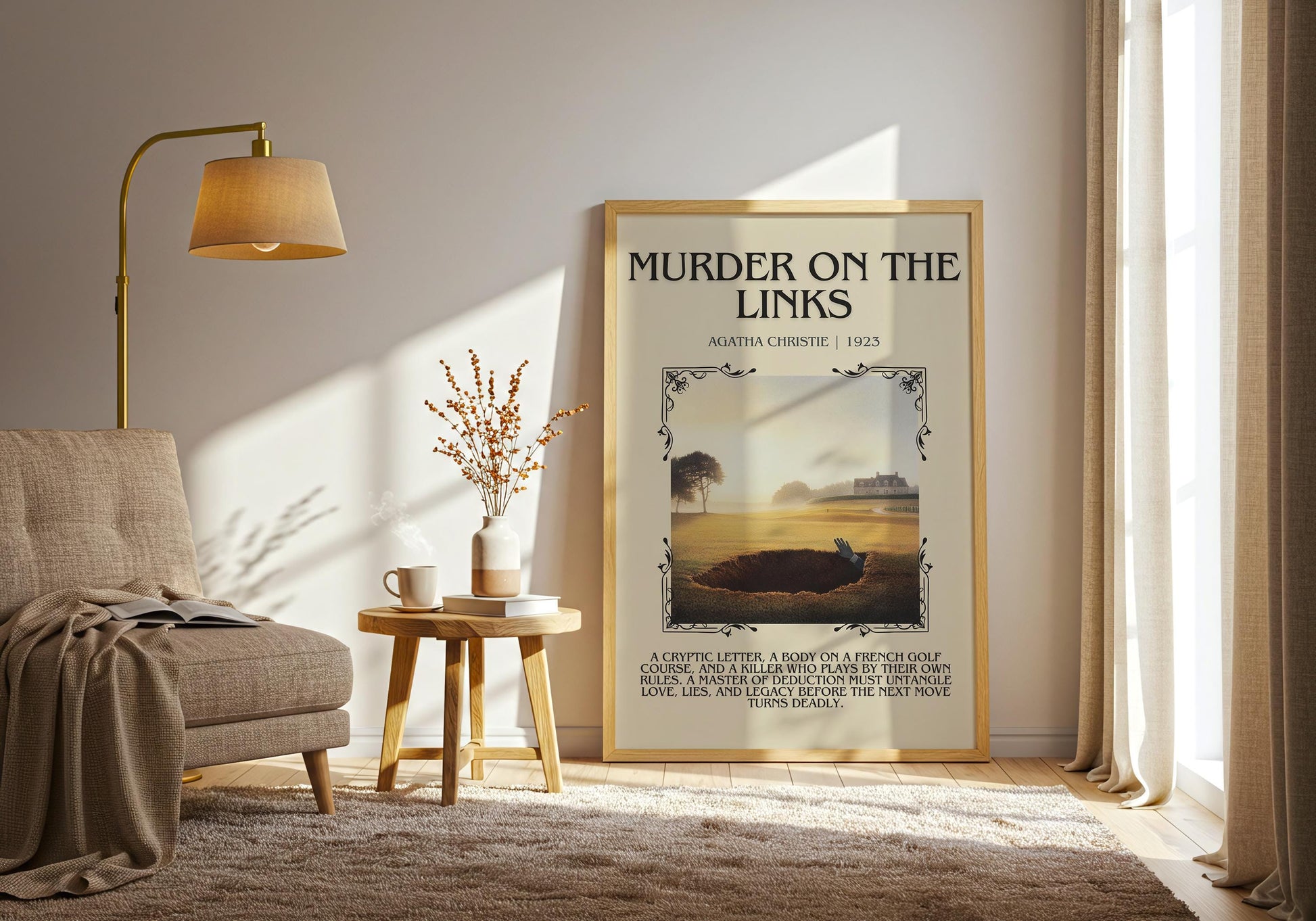 Murder On The Links by Agatha Christie Descriptive, High Quality Poster Print.Free Delivery Wall Art.Author&Blurb Book Artwork. Novel Gift