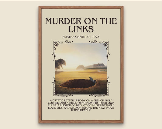 Murder On The Links by Agatha Christie Descriptive, High Quality Poster Print.Free Delivery Wall Art.Author&Blurb Book Artwork. Novel Gift