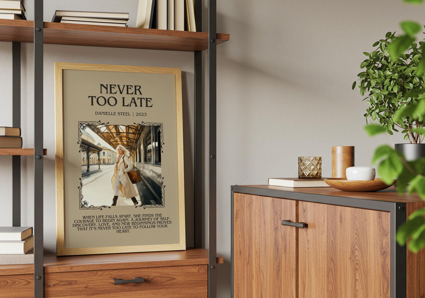 Never Too Late by Danielle Steel Descriptive, High Quality Poster Print.Free Delivery Wall Art.Author&Blurb Book Artwork. Novel Summary Gift