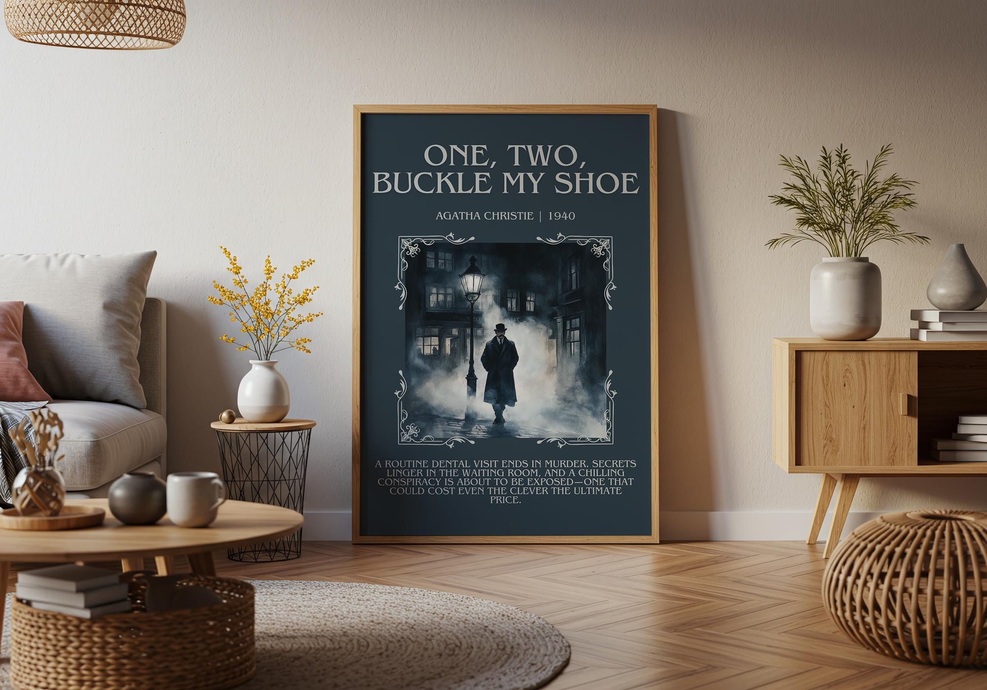 One Two Buckle My Shoe by Agatha Christie Descriptive, High Quality Poster Print.Free Delivery Wall Art.Author&Blurb Book Artwork.Novel Gift