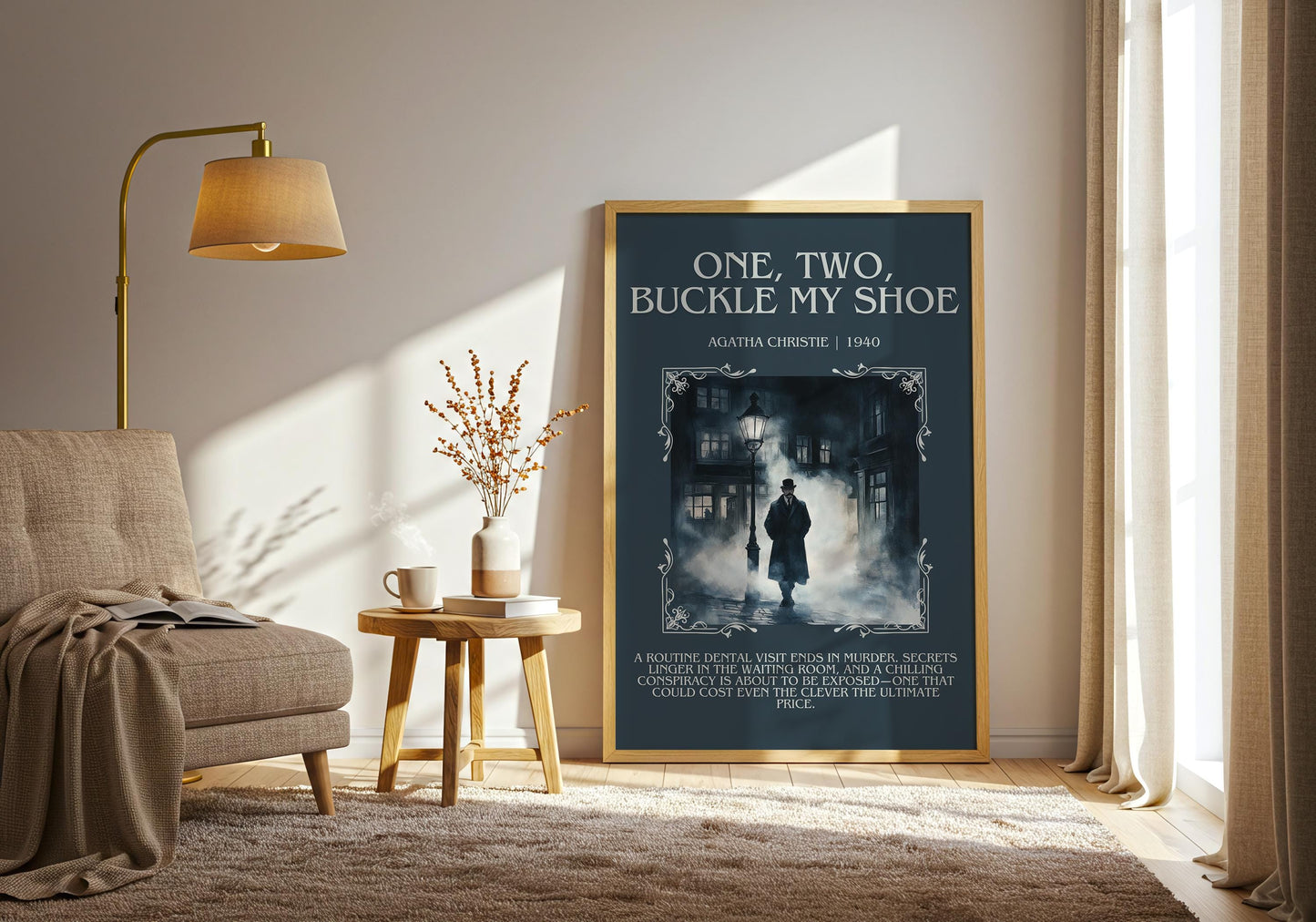 One Two Buckle My Shoe by Agatha Christie Descriptive, High Quality Poster Print.Free Delivery Wall Art.Author&Blurb Book Artwork.Novel Gift