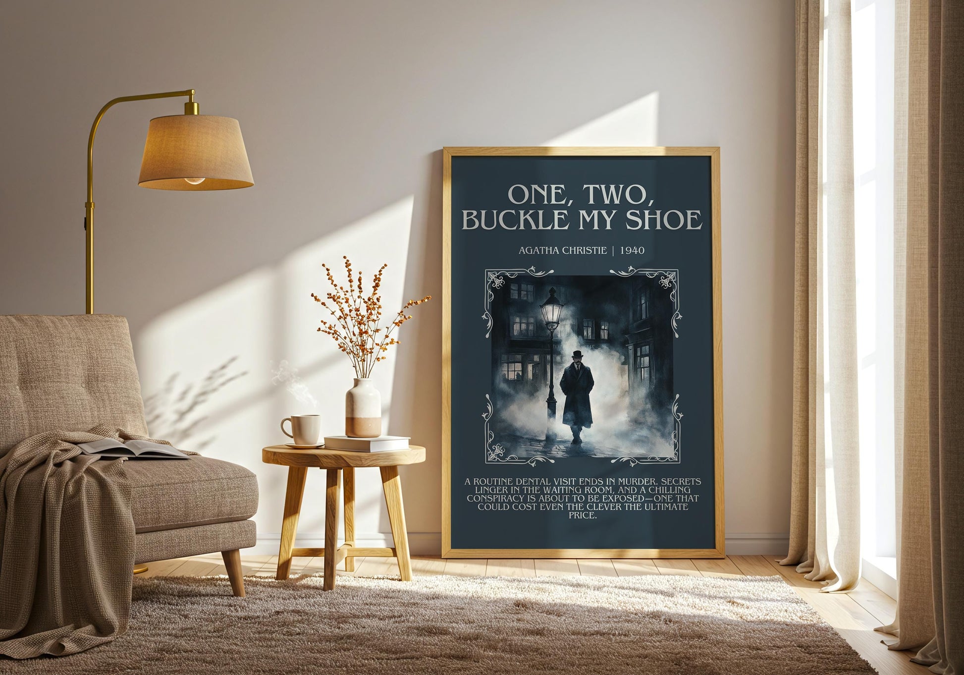 One Two Buckle My Shoe by Agatha Christie Descriptive, High Quality Poster Print.Free Delivery Wall Art.Author&Blurb Book Artwork.Novel Gift
