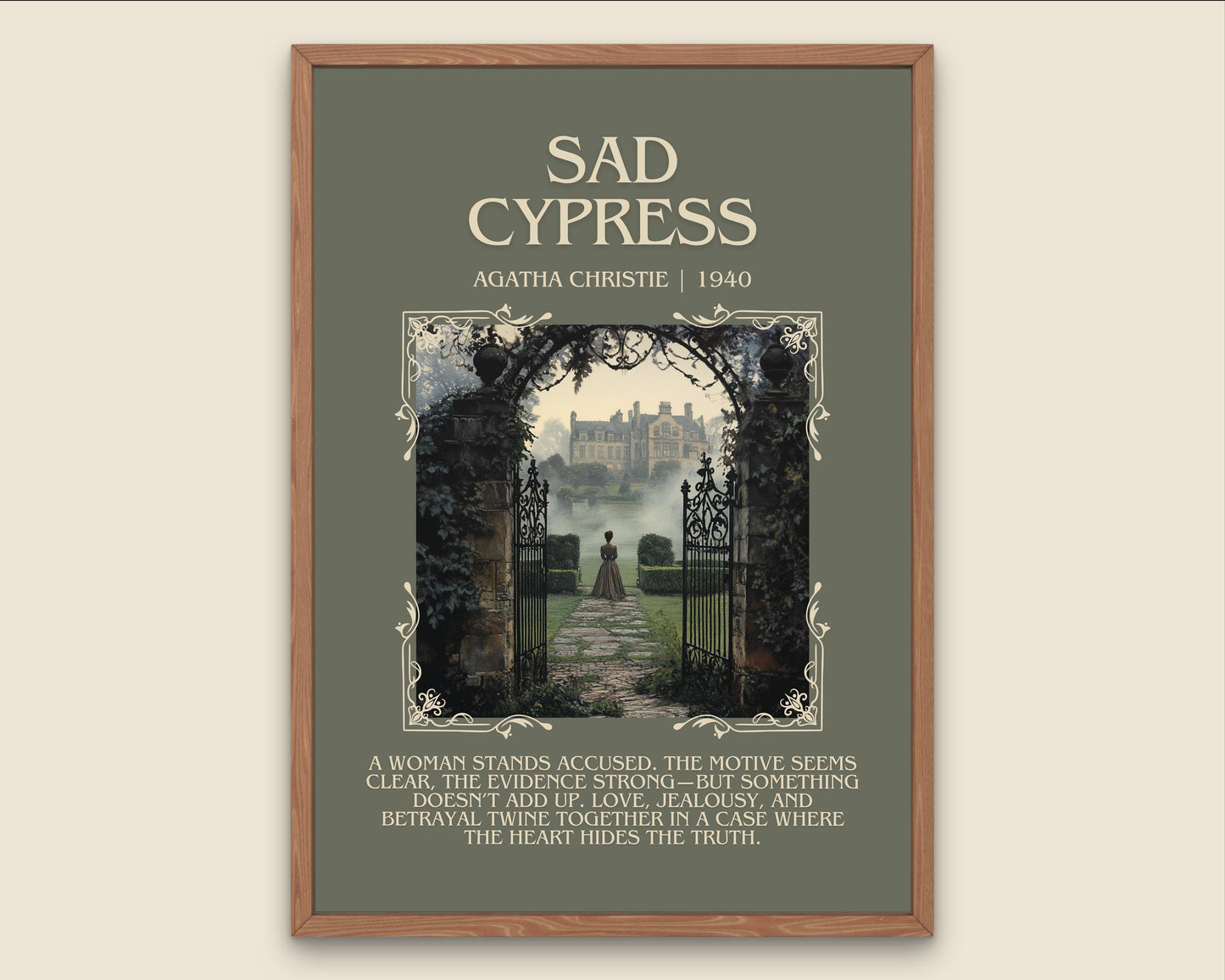 Sad Cypress by Agatha Christie Descriptive, High Quality Poster Print.Free Delivery Wall Art.Author&Blurb Book Artwork.Novel Gift