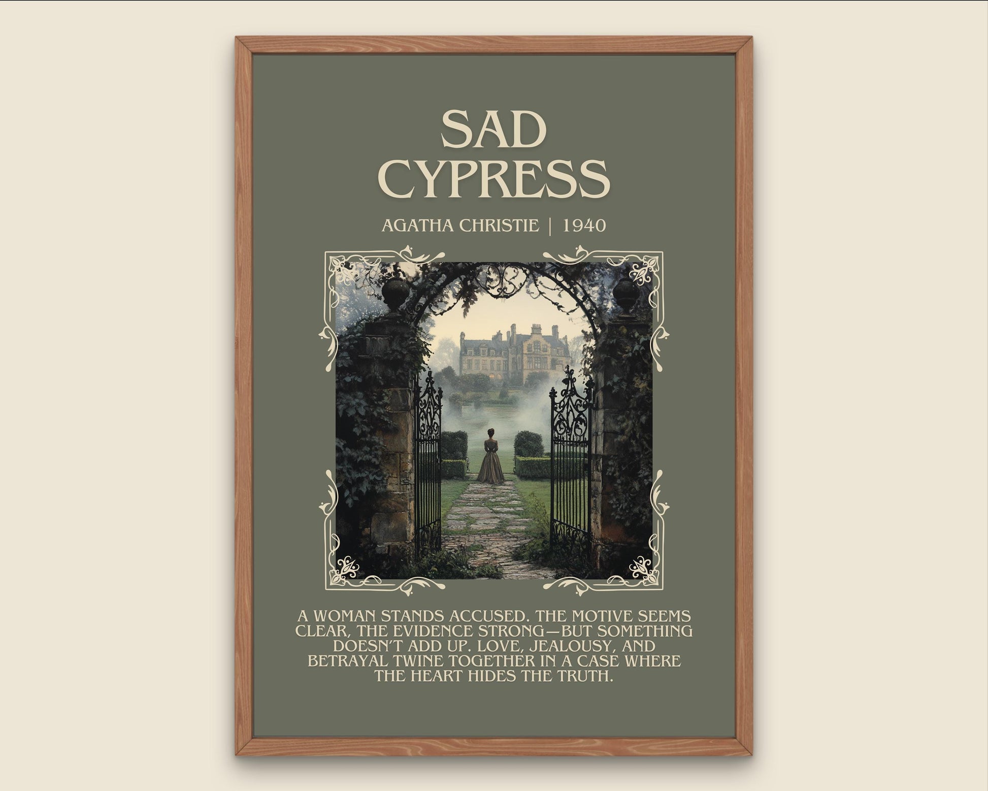 Sad Cypress by Agatha Christie Descriptive, High Quality Poster Print.Free Delivery Wall Art.Author&Blurb Book Artwork.Novel Gift