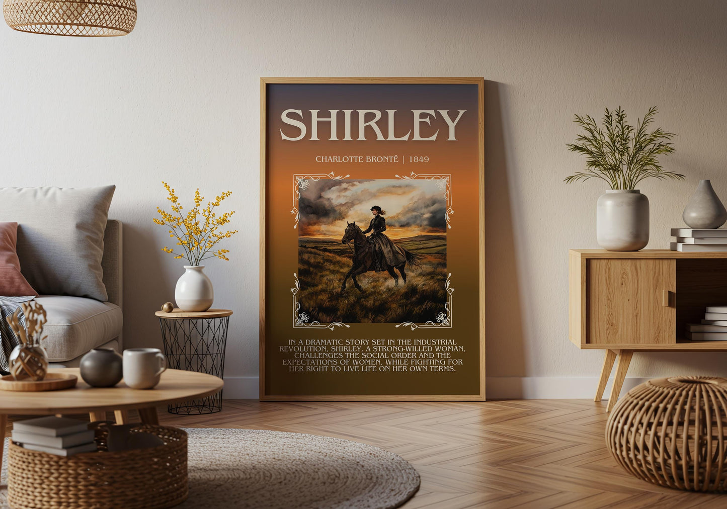 Shirley by Charlotte Bronte Descriptive, High Quality Poster Print.Free Delivery Wall Art.Author&Blurb Book Artwork. Novel Gift Summary