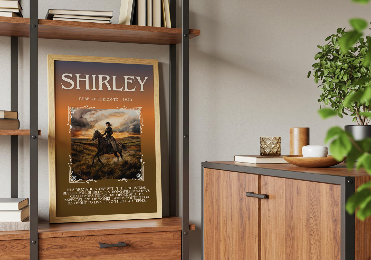 Shirley by Charlotte Bronte Descriptive, High Quality Poster Print.Free Delivery Wall Art.Author&Blurb Book Artwork. Novel Gift Summary