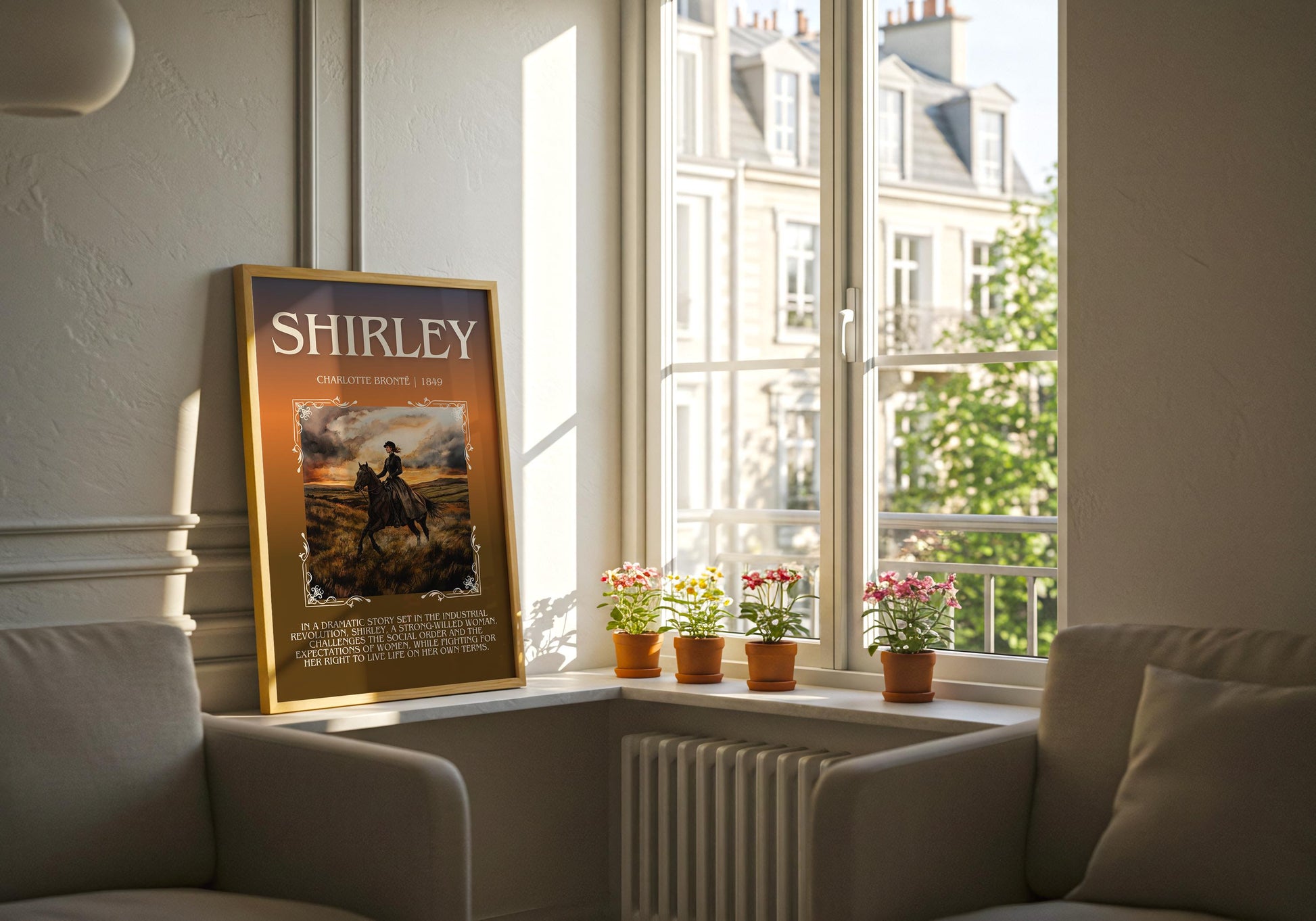 Shirley by Charlotte Bronte Descriptive, High Quality Poster Print.Free Delivery Wall Art.Author&Blurb Book Artwork. Novel Gift Summary