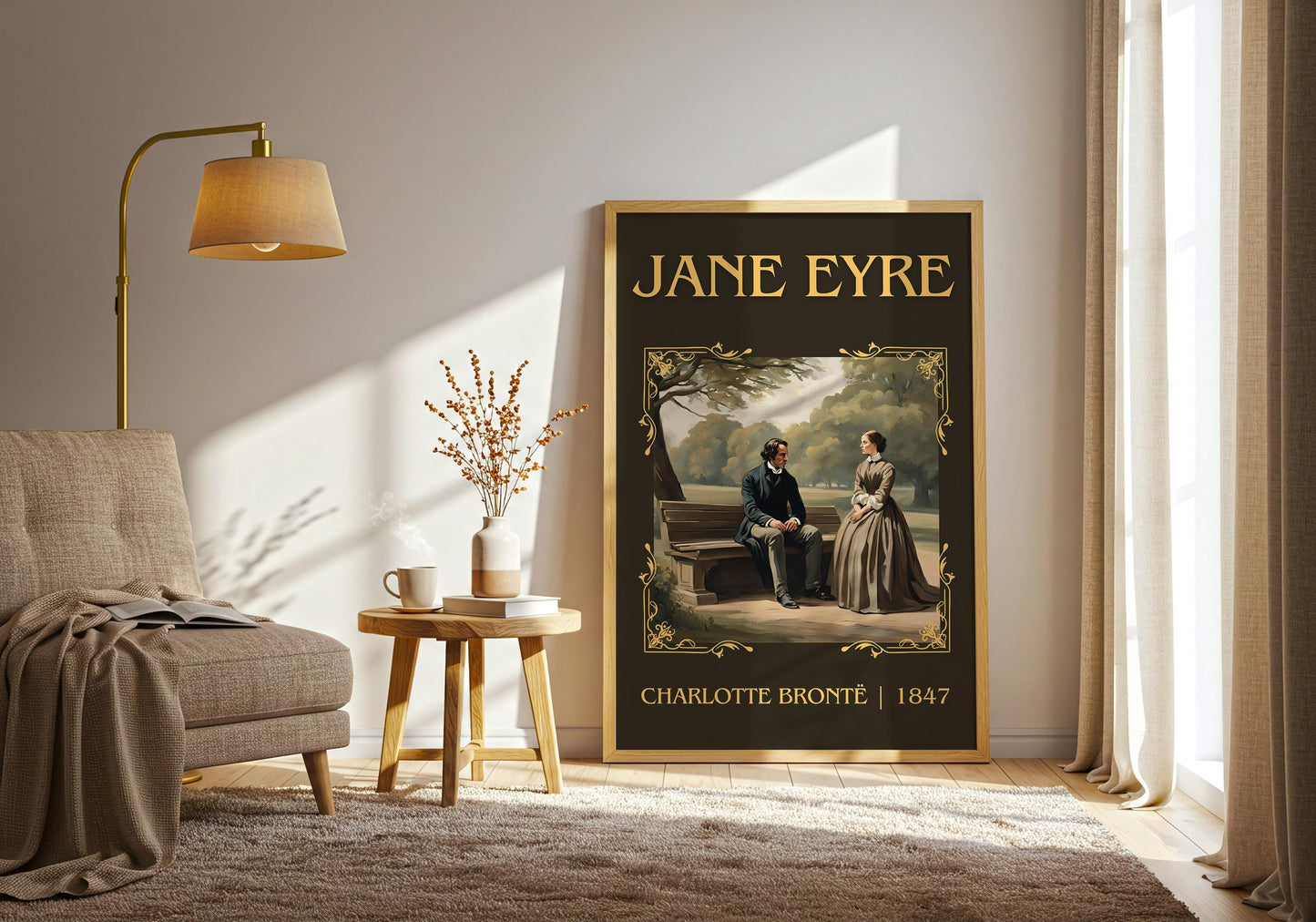 Jane Eyre by Charlotte Bronte High Quality Poster Print. Fast, Free Delivery Wall Art. Author, Title Book/Novel Artwork. Minimalist