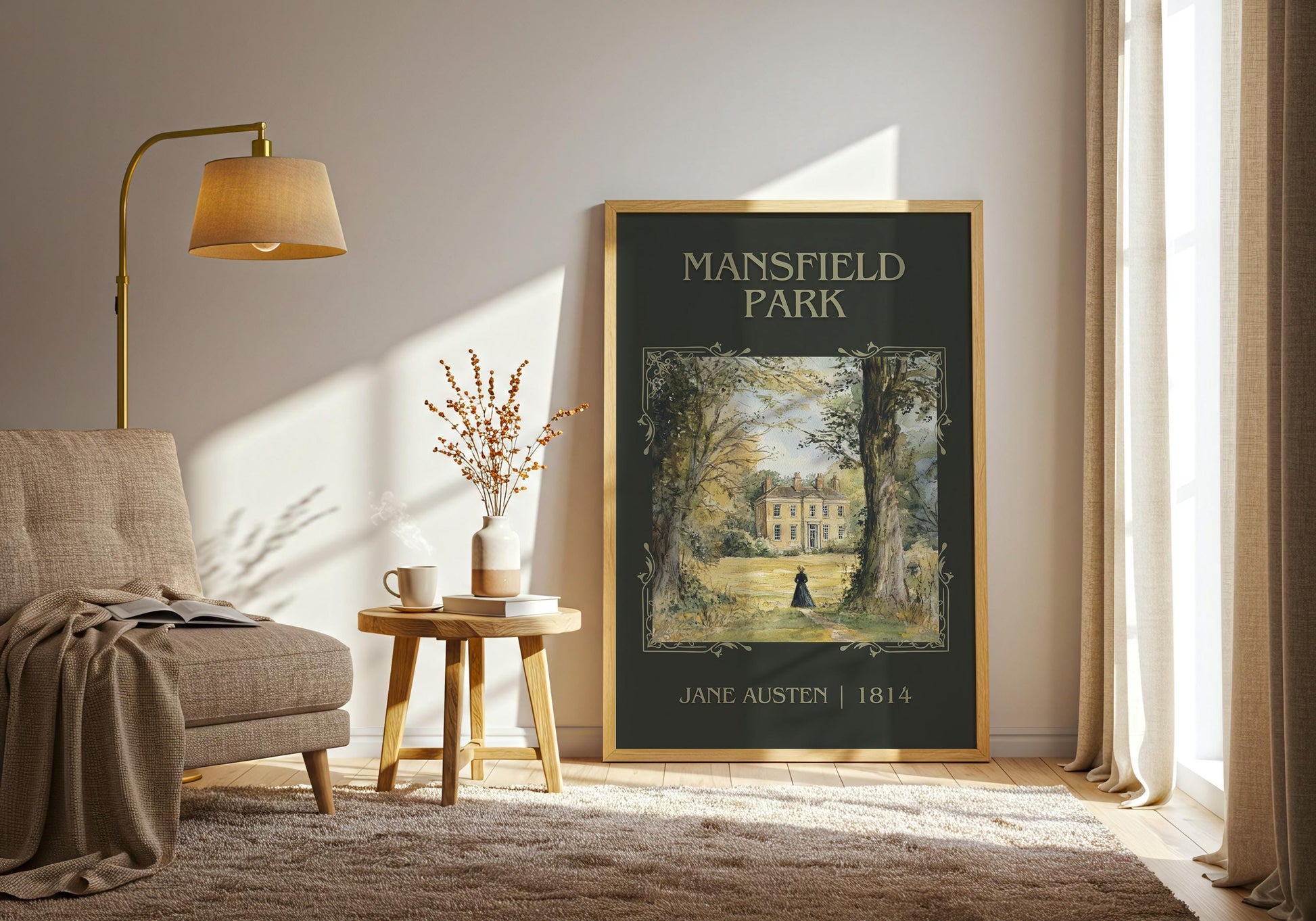 Mansfield Park by Jane Austen High Quality Poster Print. Fast, Free Delivery Wall Art. Author, Title Book/Novel Artwork. Minimalist