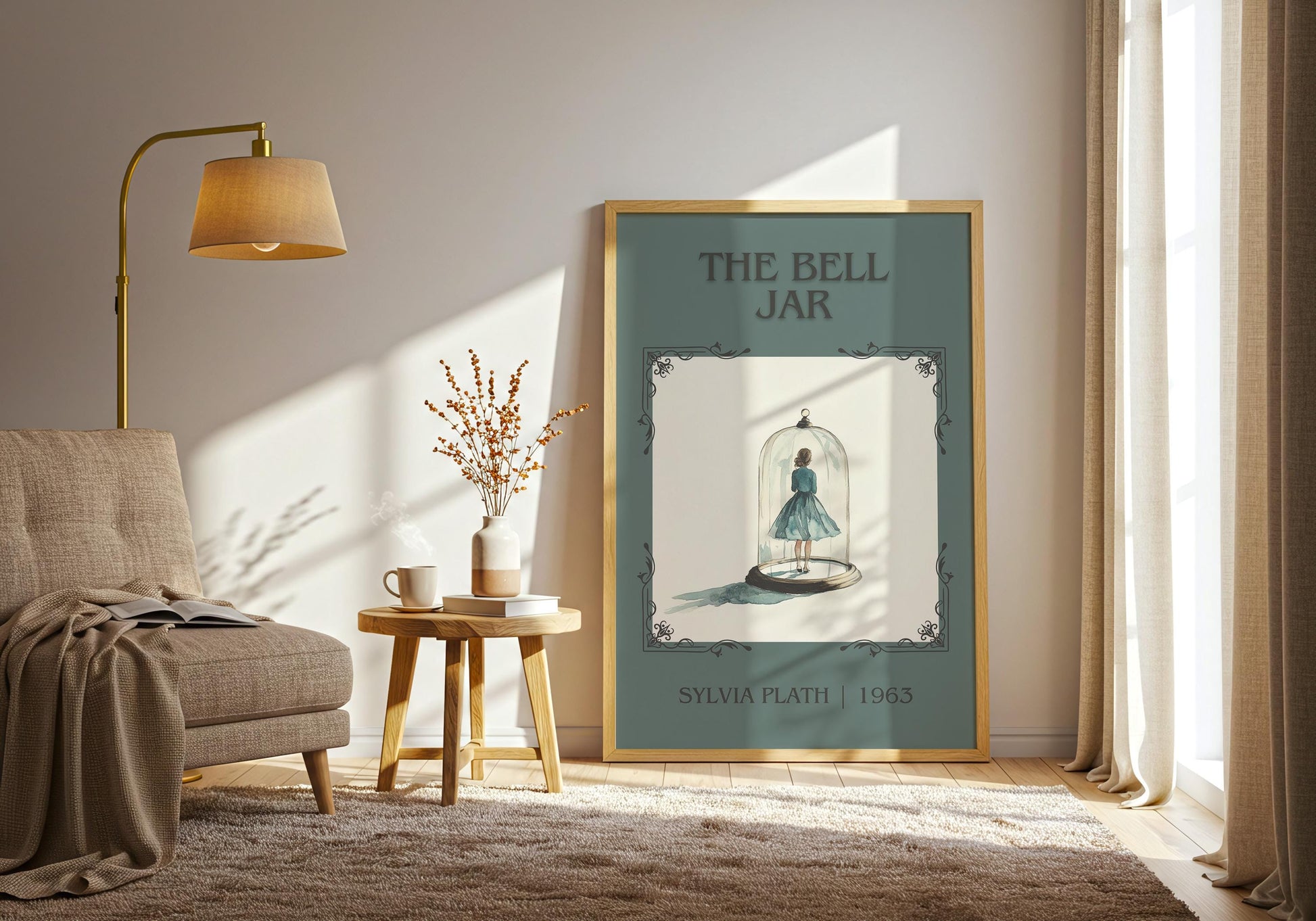 The Bell Jar by Sylvia Plath High Quality Poster Print. Fast, Free Delivery Wall Art. Author, Title Book/Novel Artwork. Minimalist