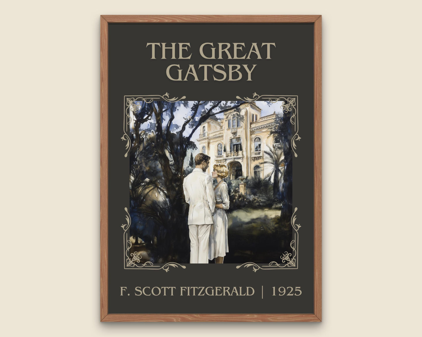 The Great Gatsby by F. Scott Fitzgerald High Quality Poster Print. Fast, Free Delivery Wall Art. Author and Blurb Book Artwork