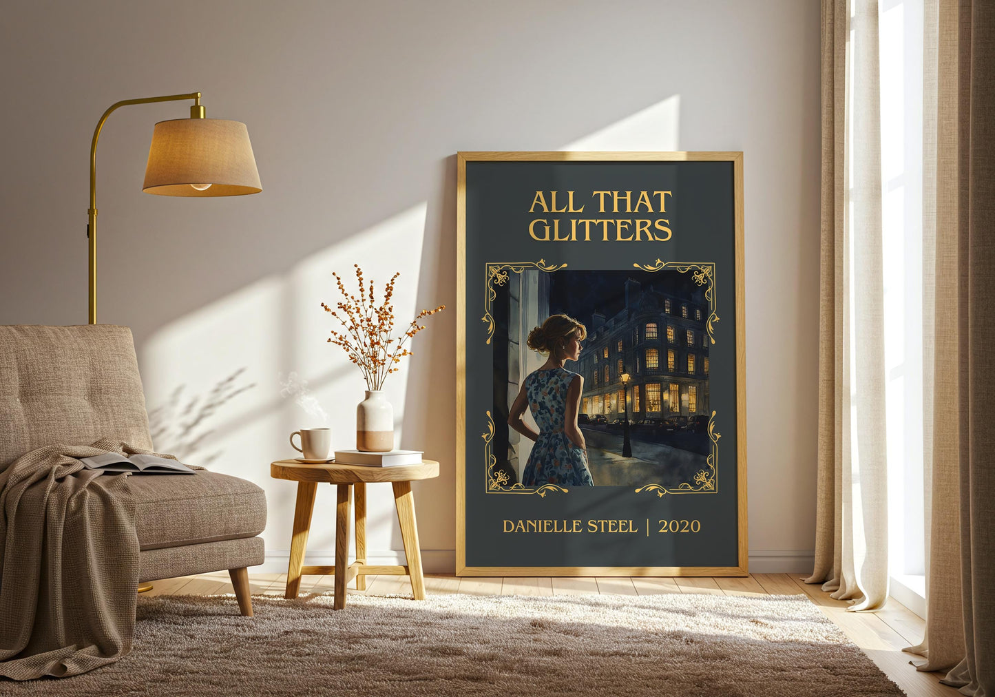 All That Glitters by Danielle Steel High Quality Poster Print. Free Delivery Wall Art. Author and Blurb Book / Novel Minimalist Art. Gift