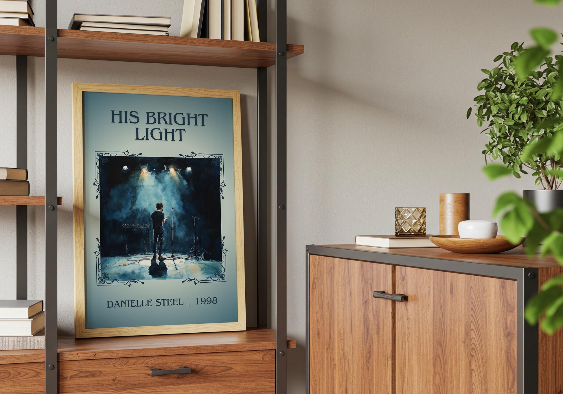 His Bright Light by Danielle Steel High Quality Poster Print. Free Delivery Wall Art. Author and Blurb Book / Novel Minimalist Art. Gift