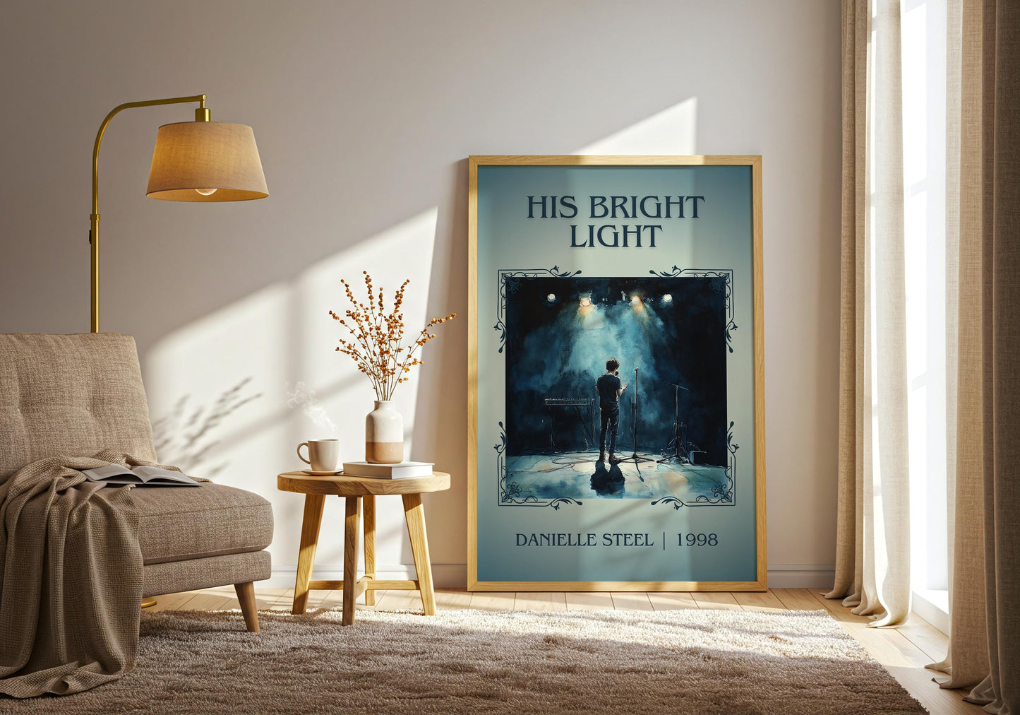 His Bright Light by Danielle Steel High Quality Poster Print. Free Delivery Wall Art. Author and Blurb Book / Novel Minimalist Art. Gift
