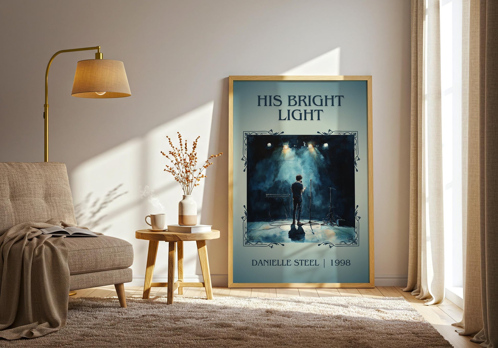 His Bright Light by Danielle Steel High Quality Poster Print. Free Delivery Wall Art. Author and Blurb Book / Novel Minimalist Art. Gift