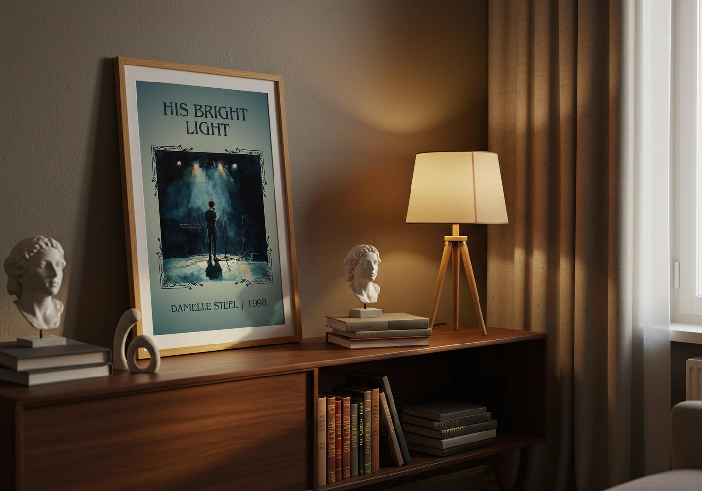 His Bright Light by Danielle Steel High Quality Poster Print. Free Delivery Wall Art. Author and Blurb Book / Novel Minimalist Art. Gift