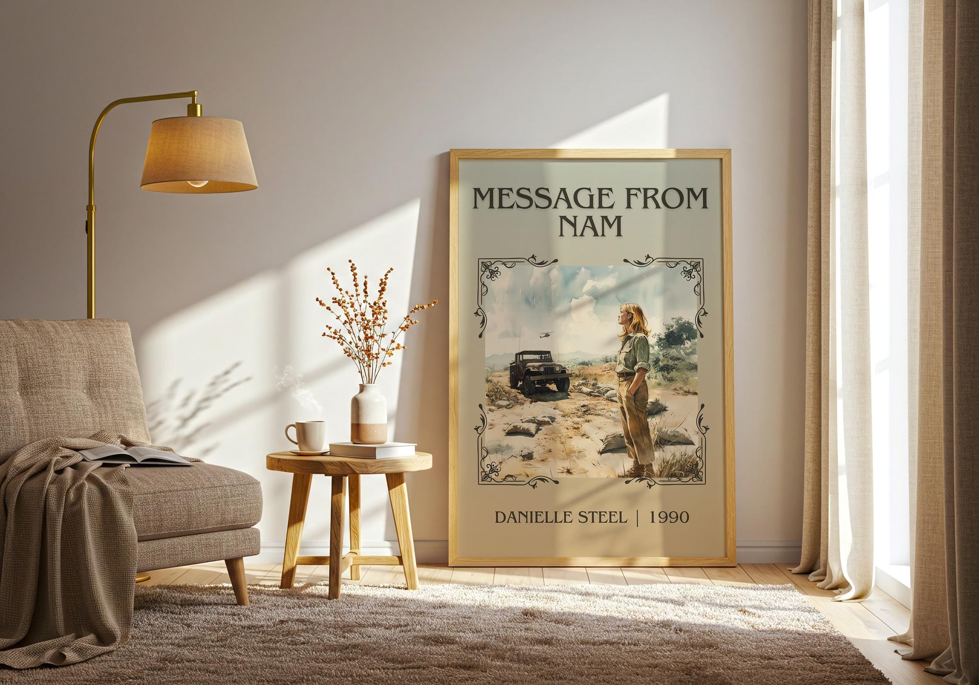 Message From Nam by Danielle Steel High Quality Poster Print. Free Delivery Wall Art. Author and Blurb Book / Novel Minimalist Art. Gift