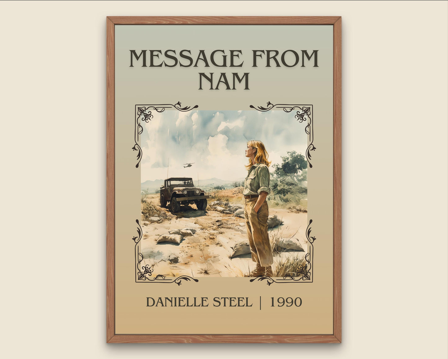 Message From Nam by Danielle Steel High Quality Poster Print. Free Delivery Wall Art. Author and Blurb Book / Novel Minimalist Art. Gift