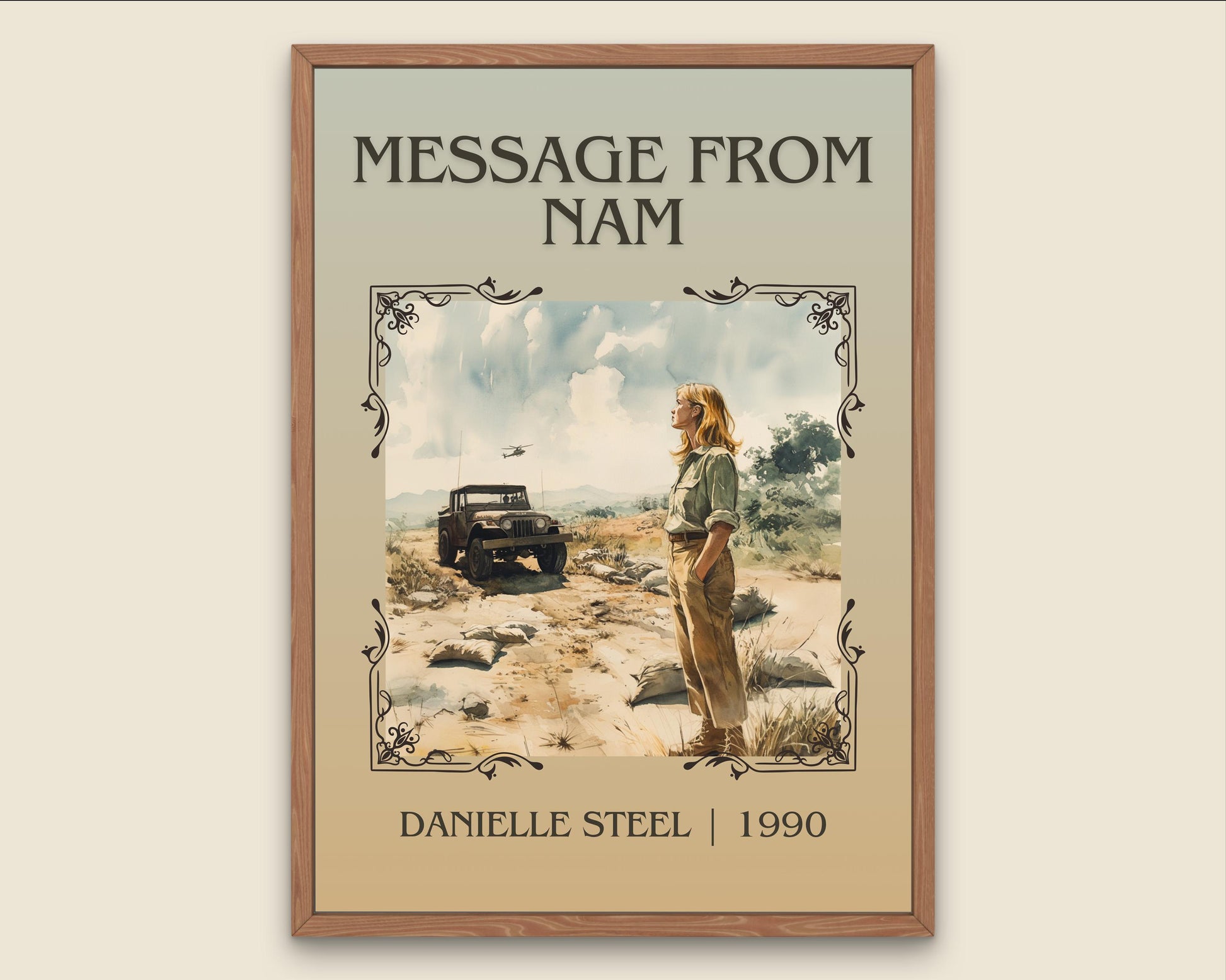 Message From Nam by Danielle Steel High Quality Poster Print. Free Delivery Wall Art. Author and Blurb Book / Novel Minimalist Art. Gift