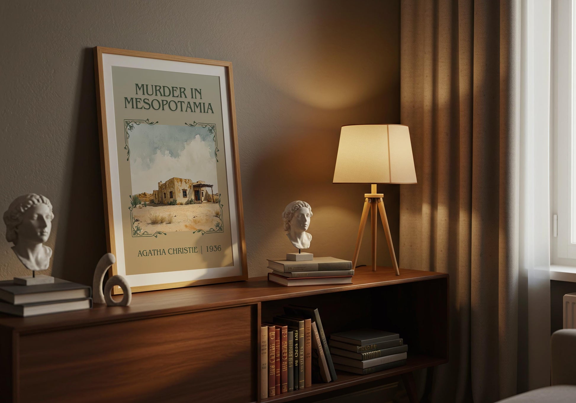 Murder In Mesopotamia by Agatha Christie High Quality Poster Print. Free Delivery Wall Art. Author and Blurb Book / Novel Minimalist Art