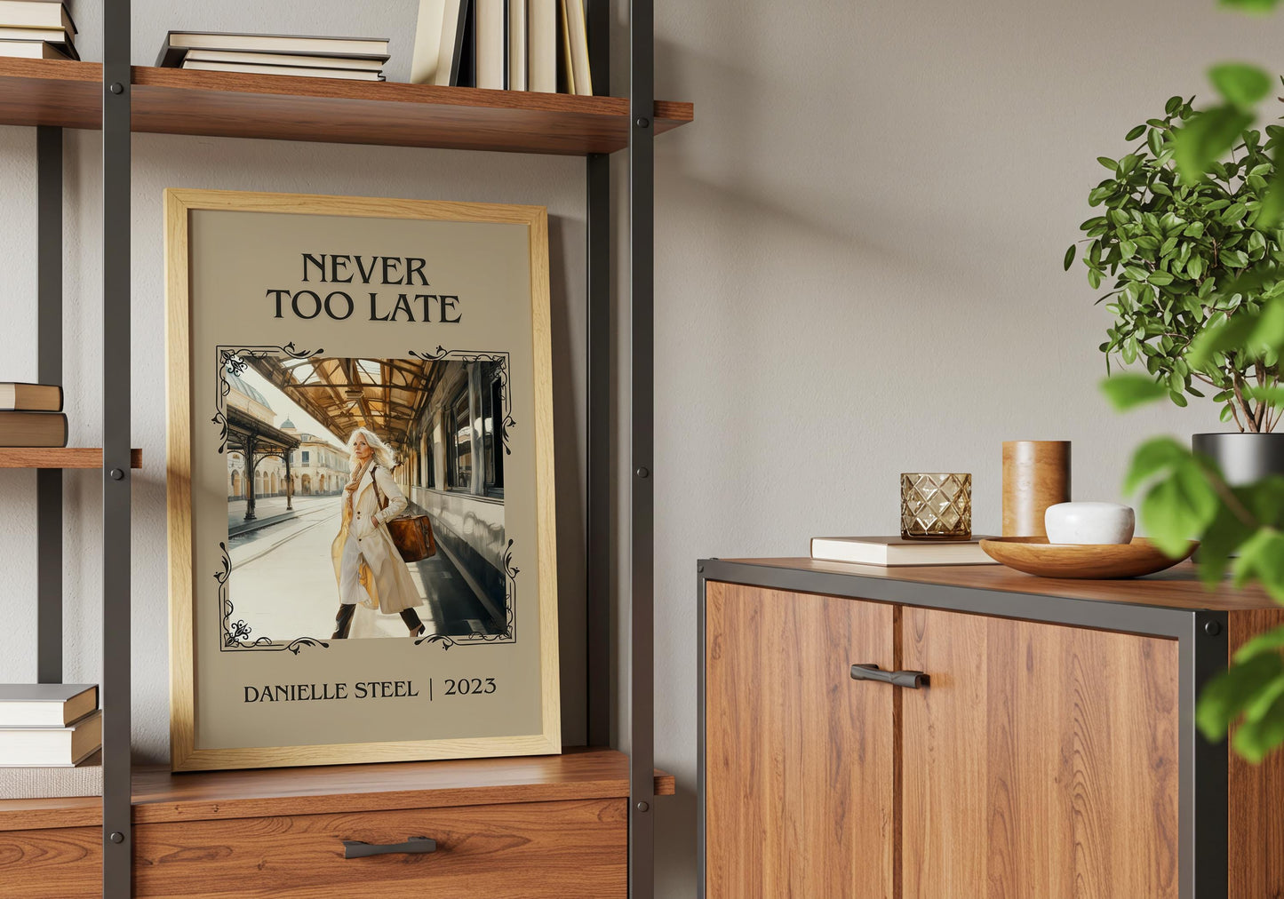 Never Too Late by Danielle Steel High Quality Poster Print. Free Delivery Wall Art. Author and Blurb Book / Novel Minimalist Art