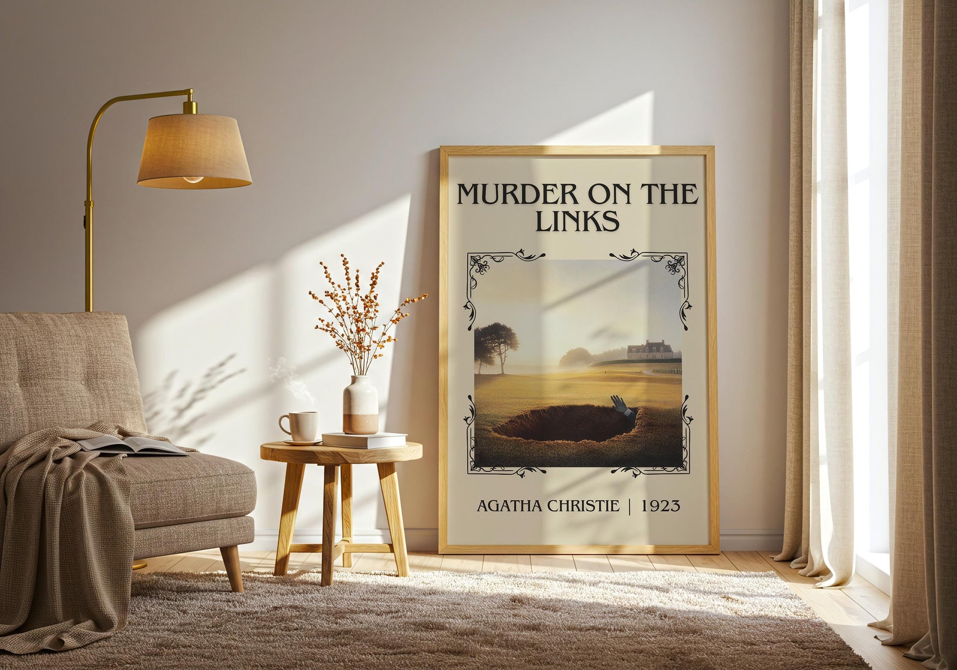 Murder On The Links by Agatha Christie High Quality Poster Print. Free Delivery Wall Art. Author and Blurb Book / Novel Minimalist Art Gift